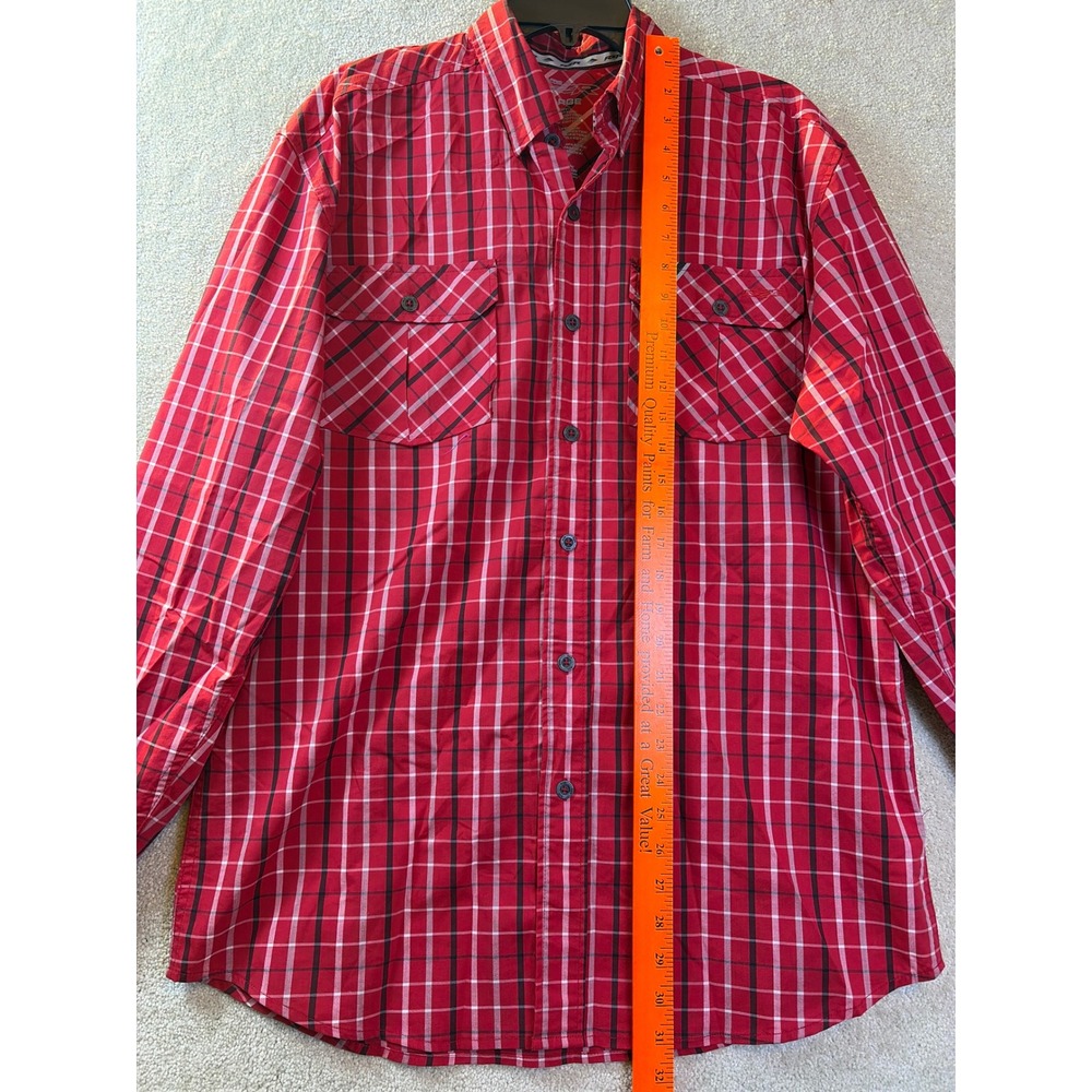 Polaris RZR Button Shirt Men Large Red Plaid Ensenada Peninsula Run Long‎ Slv - Picture 7 of 9